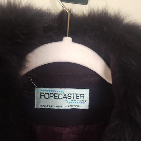 VINTAGE FORECASTER LAMBSWOOL WINE COAT WITH FOX COLLAR SIZE 16 - Picture 9 of 11